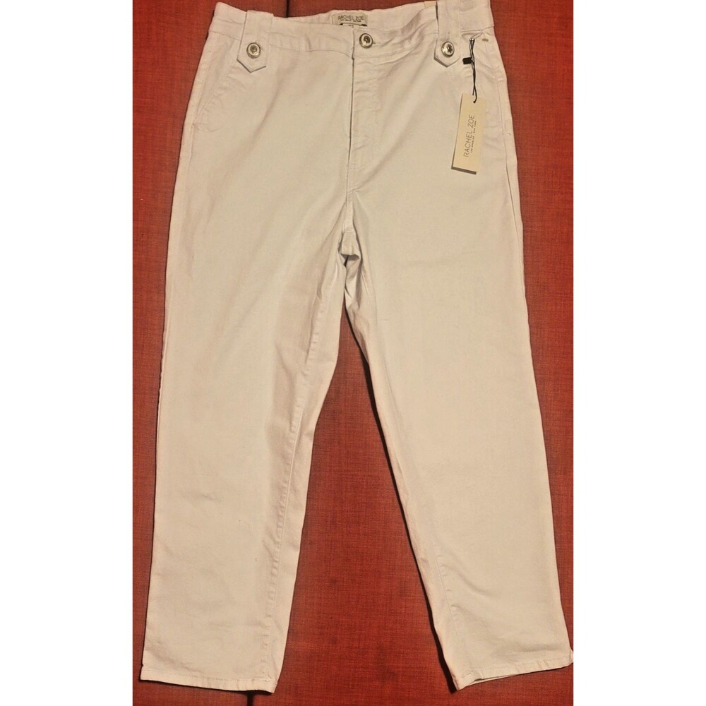 NWT Rachel Zoe Jeans White SZ 12 Hi-Rise Straight Ankle Stretch Sailor Military